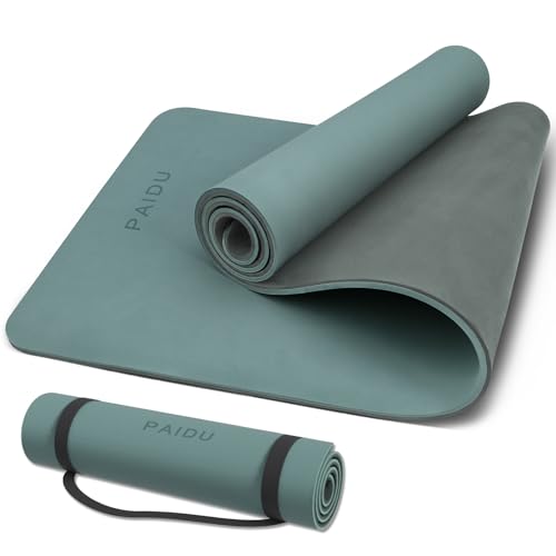 Image of PAIDU Yoga Mat Non Slip Anti-tear,extra thick-2 /5 inch(10MM)High Resiliency Professional POE Yoga Mats for Women Men Kids,72 inchx24 inchinch,Workout, Yoga, Pilates and Floor Exercise, with Carrier Strap
