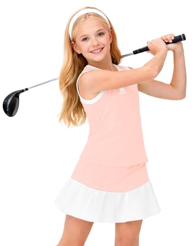 Image of Remimi Girls Tennis Dress Cute Outfit Sleeveless Workout Tank Top and Sport Skirt Set 4-12 Years