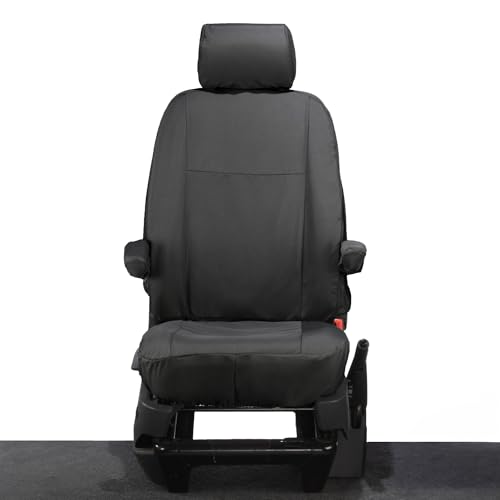UK Custom Covers SC393BAD4 Tailored Heavy Duty Waterproof Single Drivers Seat Covers Black - To Fit VW Transporter T6/T6.1 Kombi 2015 Onwards