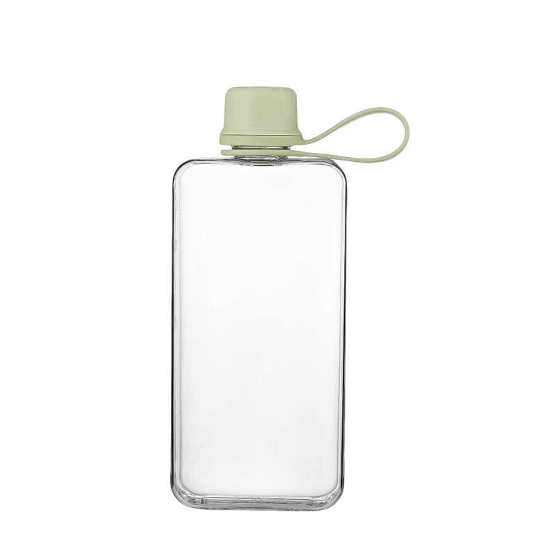 IDIDG Flat Water Bottle Travel Flask Portable 13.5 oz BPA Free Tritan Square Water Bottles Leakproof Slim Water Bottle for Purse Travel Pocket Sports