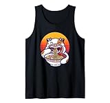 retro tramonto carino mucca mascotte mangiare giapponese ramen noodle canotta
