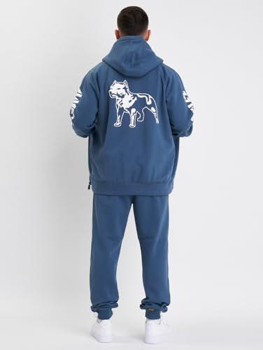 Amstaff Herren Logo 2.0 Zip-Hoodie | Baumwolle, Kapuze, Reißverschluss | Lockere Passform | Atmungsaktiv | L, Blau