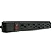 6 Outlet Surge Protector 15A 120V with Flat Rotating Plug 4ft Power cord 3 Prong 6 Outlet Power Strip with 4 Feet Power Cable and 360 Degree Rotating Plug, Black CNE470837