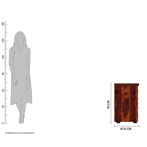 Image of SHIKHA WOOD CRAFT Solid Sheesham Wood Sideboard Cabinet with 2 Doors and 4 Drawers Storage | Wooden Kitchen Cabinet, Crockery Unit, Dining Room Organizer, Living Room Storage Furniture (Honey Finish)