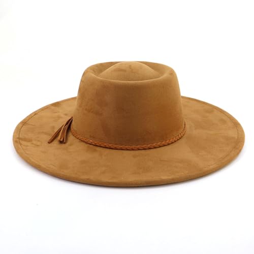 Image of LIDHAY Wide Brim Fedora Hat for Men Women Big Rancher Felt Hat Pork Pie Jazz Hat