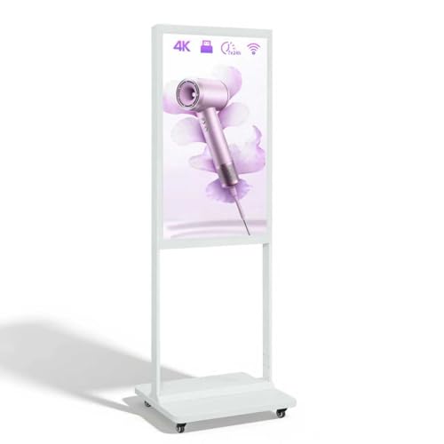 Image of 32 inch Digital Signage Display Kiosk Indoor Floor Standing Advertising White | 2K Android 14 4 + 32 Storage, USB WiFi HDMI Bluetooth Input, Smart Split Screen, Free CMS, 700 Nits, Life over 50,000 hours
