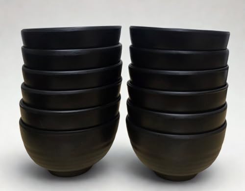 Image of WINK CUTLERY'S 24 Pcs Dinner Set for Family - 6 Dinner Plates, 6 Snack Plates & 12 Bowls | Unbreakable Plastic Dinnerware Set | Dishwasher Safe, Lightweight & Durable Dining Set (Black)