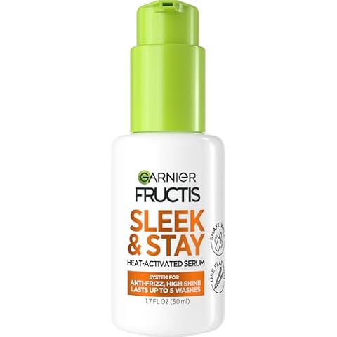 Garnier Fructis Sleek and Shine Sleek and Stay Hair Serum for Frizzy, Dry Hair, Heat Protectant Formulated with Alpha Silane, 1.7 Fl Oz(Packaging May Vary) Cover