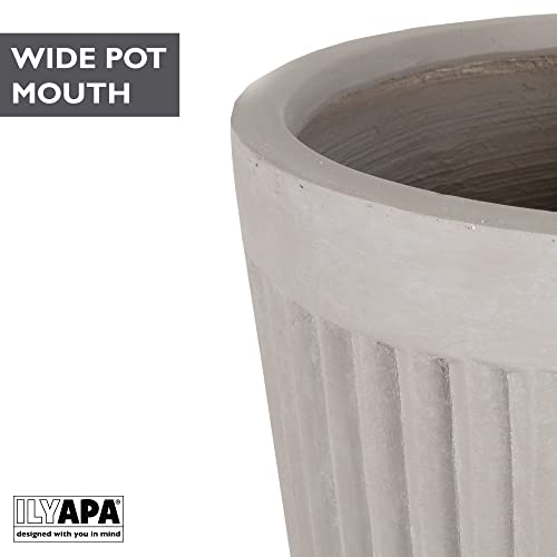 image for Ilyapa 14x14 inch Fluted Large Modern Concrete Outdoor Planter, Large 