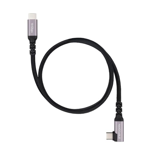 NANOCABLE 10.01.4701 USB-C Cable Angled 3.2 Gen2 10 Gbit/s 100W/5A, 4K/60Hz, USB-C/M-USB-C/M Black, 1 m