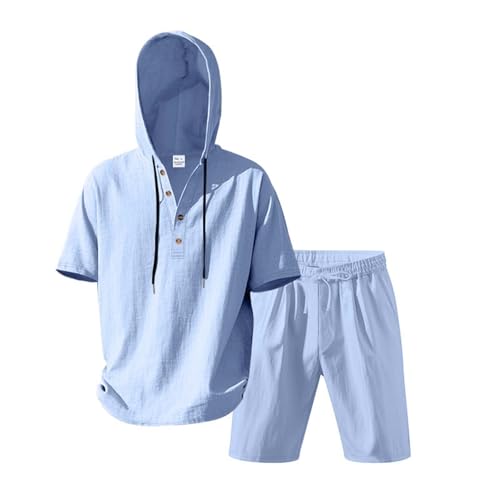 Ensemble en lin homme pour la plage avec short et haut décontracté à capuche
