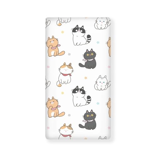 Image of Cat Flower Fitted Crib Sheet Cartoon Cats Baby Crib Sheet Fit Standard Crib and Toddler Mattress,Crib Mattress Sheets for Boys Girls 28 inchx52 inch