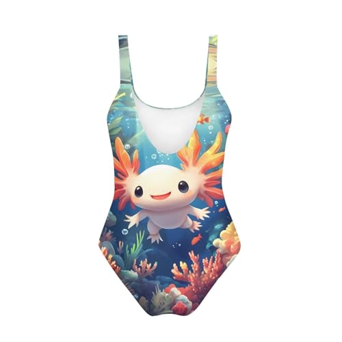 Image of One Piece Bathing Suit for Teen Girls Comfy Crewneck Backless Bathing Suit