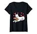 Donna Dogo Argentino Cane Con Peluche E Molti Cuori Maglietta con Collo a V