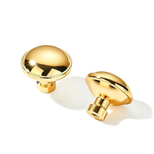 khtumeware Luxury 100% Solid Brass 1-1/4 Unlacquered Brass Knobs for Cabinets Premium Quality Durable Solid Brass Hardware5-Pack