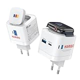  Haribo Chargeur USB-C 65W pour Apple Watch, Chargeur Rapide PD 3.0 pour Apple Watch Series 10 9 8 7 Ultra SE, Adaptateur Secteur USB-C 3-en-1 pour MacBook, pour iPhone 17 16 Pro Max, Bleu