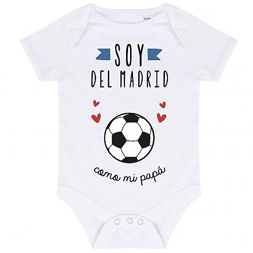 Genérico Body Bebé 100% Algodón Futbolista como papá (6-9 Meses, Madrid)