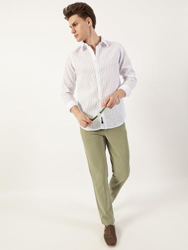 Image of Thomas Scott Men's | Solid | Textured Fabric | Full Sleeve | Slim Fit | Polyester-Blend | Spread Collar | Casual Shirt