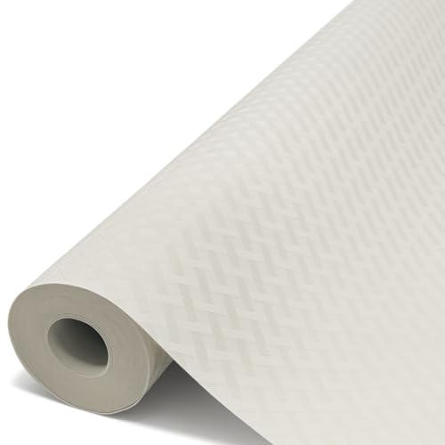 Drawer Liners 45x500cm – Non-Slip Waterproof Shelf Liner for Kitchen Cupboards, Drawers, Fridge & Cabinets – Heavy Duty, Oil Proof, Washable, Easy to Cut Clear Lining Paper (White)