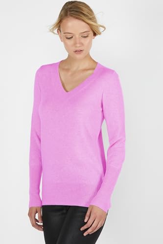 Image of JENNIE LIU Women's 100% Pure Cashmere Long Sleeve Ava V Neck Pullover Sweater