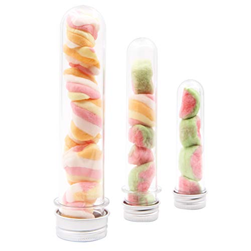 25 Pieces Plastic Test Tubes with Caps,Sample Tubes with Lids,Storage Vial Containers with Screw Tops(30ml,40ml,100ml)