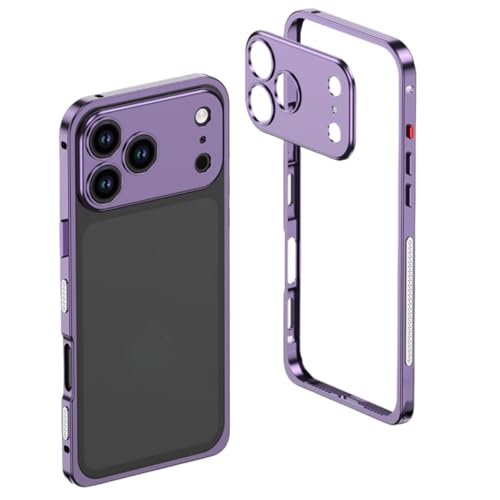 Coque rigide en aluminium pour iPhone 17 Pro avec pare-chocs antichoc et pare-soleil