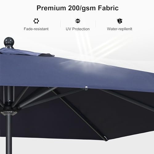 Image of PURPLE LEAF Outdoor Market Umbrella 10' x 10' Square Navy Blue 8 Metal Ribs