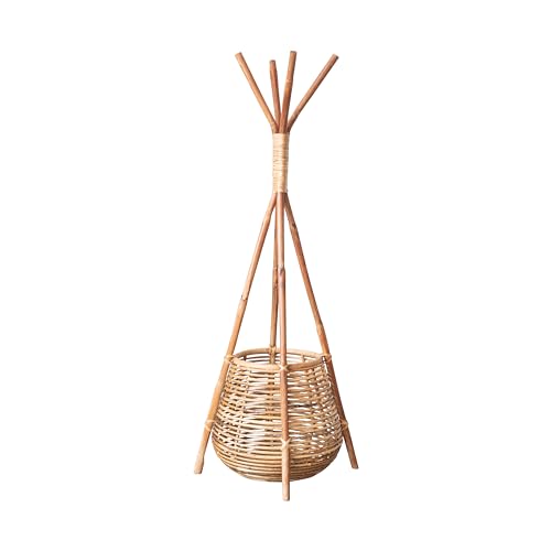 Bloomingville Rattan Coat Rack with Basket, Natural