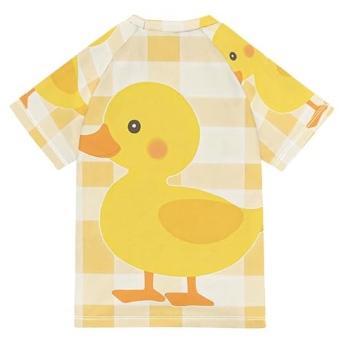 Boys Swing Shirts Duck Yellow Cartoon Cute Rashguard Short Sleeve Kids T-Shirts Sun UPF 50+2