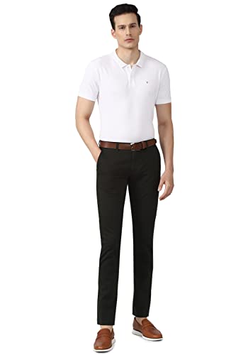 Image of Van Heusen Men's Regular Fit Mid Rise Solid Satin Chinos with Stretch