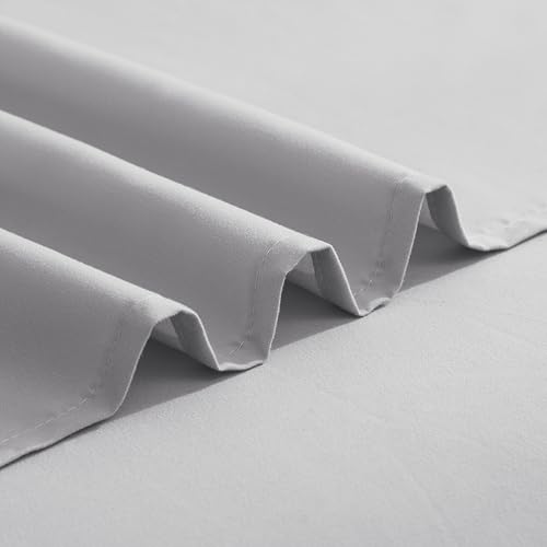 Image of Elegant Comfort Luxurious 1500 Premium Hotel Quality Microfiber Three Line Embroidered Softest 4-Piece Bed Sheet Set, Wrinkle and Fade Resistant, Queen, Silver-Light Grey