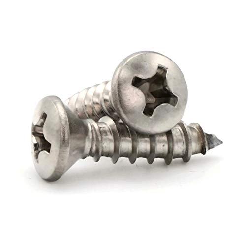Phillips Oval Head Sheet Metal Screws 18-8 Stainless Steel - #10 x 2 Qty-100