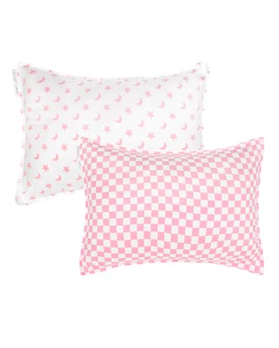 Image of ALVABABY Toddler Pillowcases 2 Pack Organic Cotton Fit 13 inchx 18 inch or 14 inchx19 inch Kids Pillow Cover Envelope for Girl Boy Travel(Pillowcase Only)