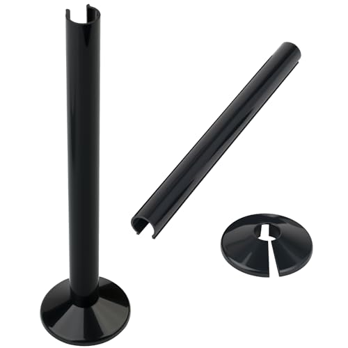 2 Pack Radiator Pipe Covers Black Radiator Pipe Collars 15mm x 200mm Ease of Cutting Clip-On Plastic Pipe Sleeves for Home Bathroom Covering Copper or Painted Pipes Finishing Accessories