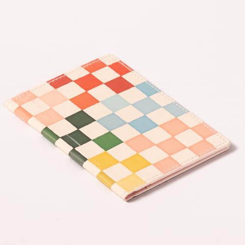 Eccolo Passport Cover Case - Premium Faux Leather, Checkered Design, 5.5x4 inches, Lightweight Travel Essential with Boarding Pass Holder Flap - Chic & Stylish Gift for Travelers2