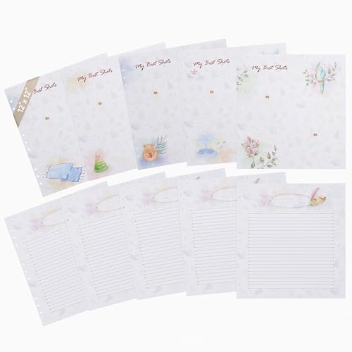 Image of Yulka Crafts Baby Memory Book Extra Pages for Photos and Notes – Baby Book “Choose Joy” | 10 Additional Paper Sheets for Loose-Leaf Baby Keepsake Photo Album for Newborn Girls Boys | Refill Paper Set