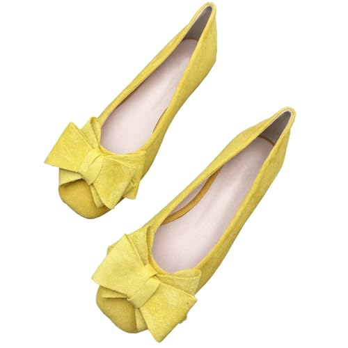 INEELUYI Womens Summer Ballet Flats Comfortable Square Toe Bowknot Flat Shoes Lightweight Breathable Shoes for Casual Wear