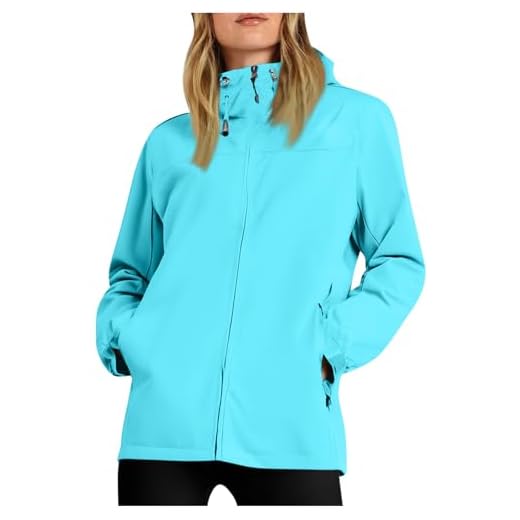 Coupe Vent Femme Impermeable Veste De Pluie avec Capuche Légère Blouson Couleur Unie Léger Manteau de Pluie Sport Montagne Fermeture éClair Fine Respirant Blousons Pour Voyage Camping Randonnée