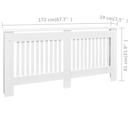 vidaXL 2X Heizk&ouml;rperverkleidung Wei&szlig; MDF 172cm Heizung Abdeckung Heizk&ouml;rper