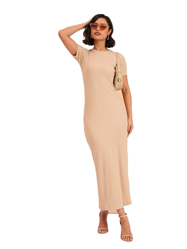 Image of barcino Red Rib Bodycon Back Slit Maxi Dress