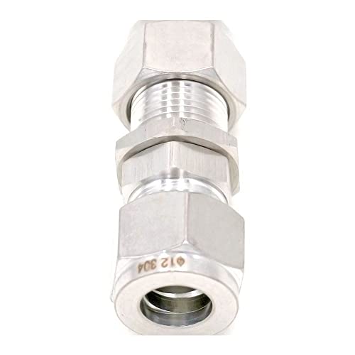 Fit Tube O/D 10mm Bulkhead 304 Stainless Steel Ferrule Pneumatic Air Compression Fitting