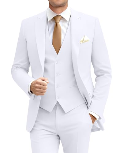 Men's Suit Slim Fit, 3 Piece White Suits for Men,