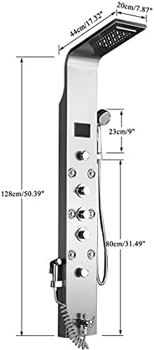 Panel de Ducha de Torre Montado en Pared, Acabado Cepillado en Níquel, 6 Funciones con 4 Chorros de Hidromasaje miniatura 3