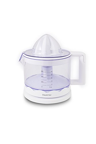 SUNTEC Exprimidor ZIP-8427 comfort – Eléctrico, con colador y recipiente de zumo extraíble – Exprimidor de plástico para naranjas + limones + limas – Exprimidor eléctrico sin BPA con máx. 25 vatios