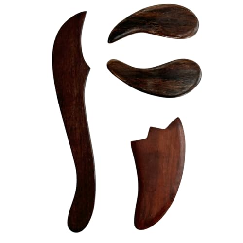 Set 4 Pcs Guasha Therapy Thai Massage Wooden Stick Relax, for Reflexology, Therapeutic Massage and Relaxation