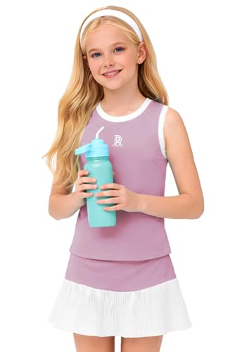 Image of Remimi Girls Tennis Dress Cute Outfit Sleeveless Workout Tank Top and Sport Skirt Set 4-12 Years
