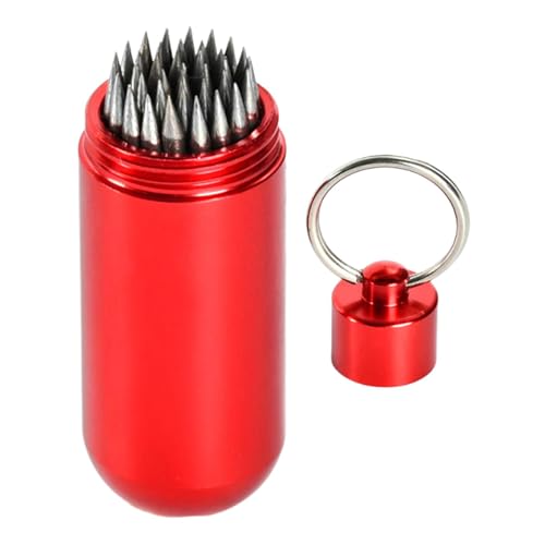 Deevoka プールキューチップ修理ツール、プールチップシェイパー、キーチェーン付き、プロ仕様の軽量メンテナンスアクセサリー, 赤