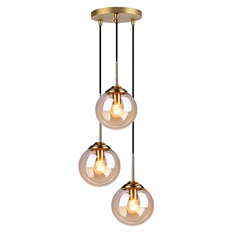HJXDtech Vintage Pendant Light with Glass Globes Cover