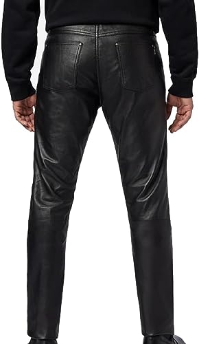 LEER TRADERS Genuine Leather Pants for Men Bikers 100% Real Lambskin Motorcycle Pants Brown 30 to 40 waist2