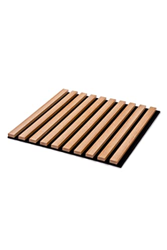 Wandverkleidung | Lamellenverkleidung | Akustikpaneel | Wandpaneele auf filz | Akustikfilz | Lamellenwand | Lamellen dekor | Eiche | 45cm Hoch | 45cm Breit |